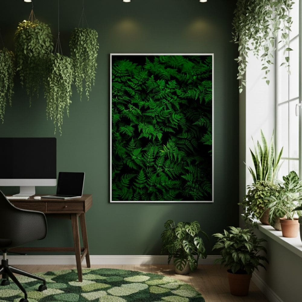 Quadro Decorativo Folhagem Silvestre 70x50cm Mold Preta