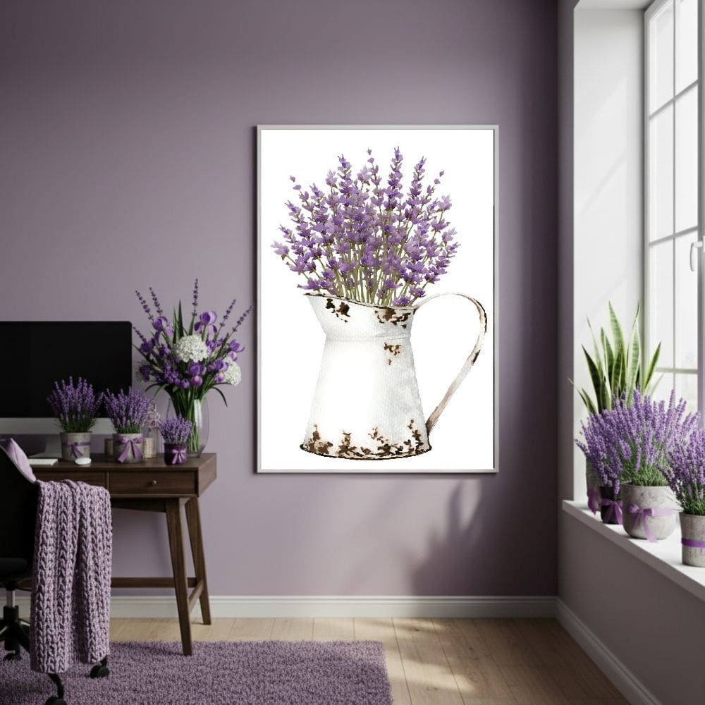 Quadro Decorativo Lavanda Calma - 70x50cm Mold Preta