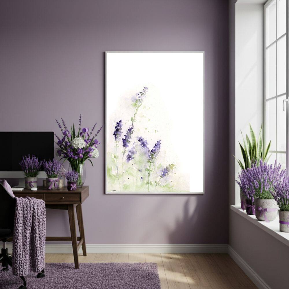 Quadro Decorativo Lavanda Profunda - 70x50cm Mold Preta