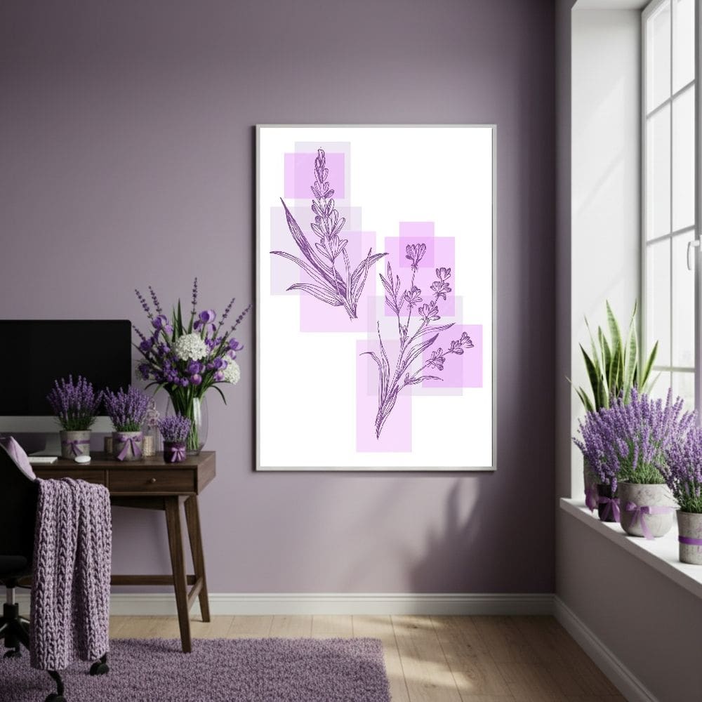 Quadro Decorativo Lavanda Clara - 70x50cm Mold Branca