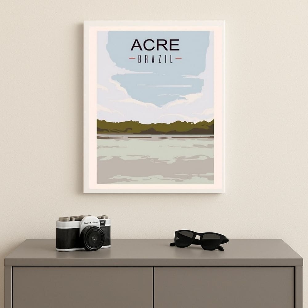 Quadro Decorativo Acre - Brasil 45x34cm Mold Branca Vidro