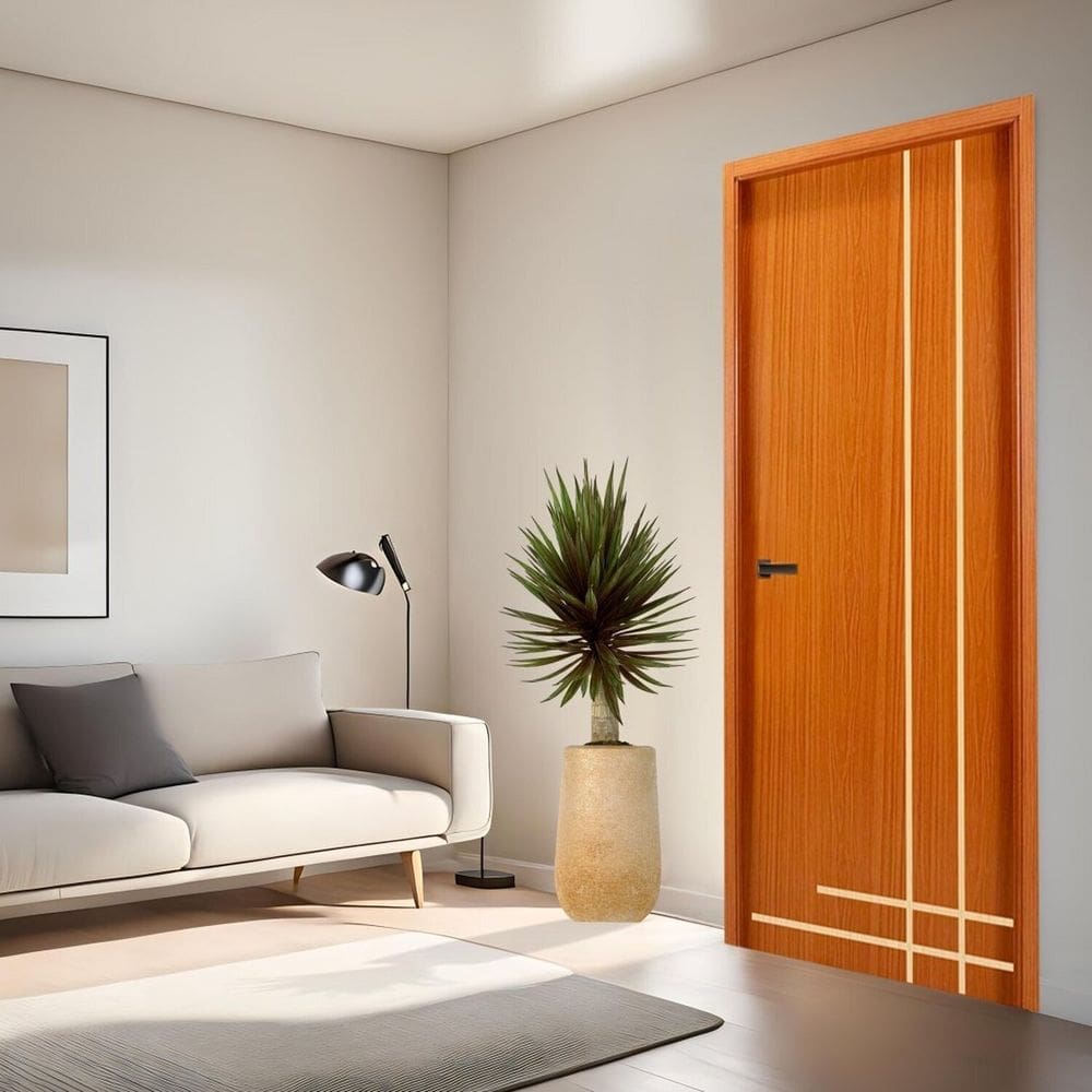 Folha de Porta Frisada S/f 2100x900x35 - Cod 5 Gitale Portas Mogno