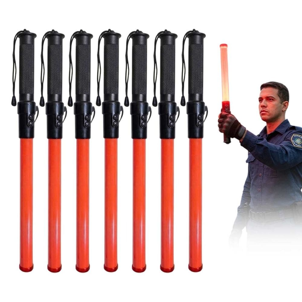 Bastao Sinalizador Viario Kit 7 Uni LED Apito Segurança Alerta Transito Estacionar Guarda Fiscal Obra Emergencia Rodovia