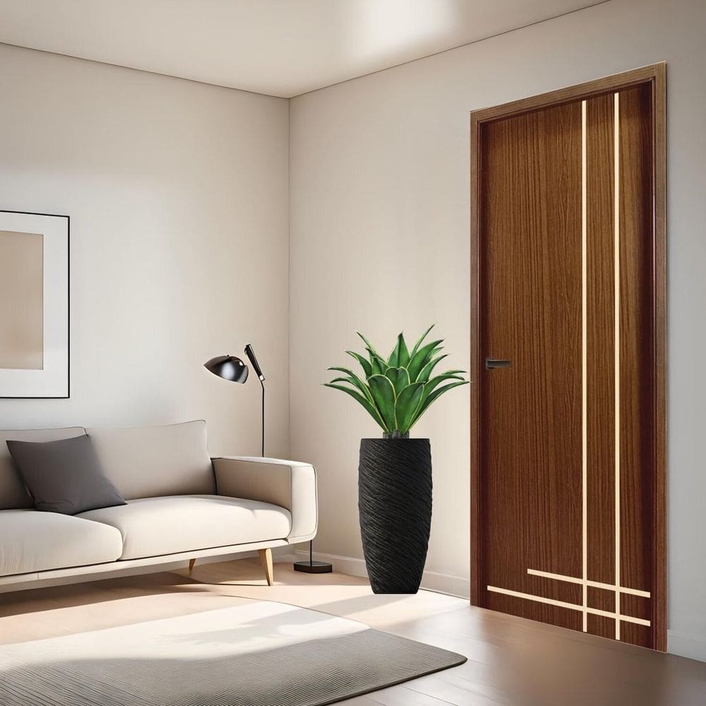 Folha de Pota Frisada S/f 2100x600x35 - Cod 5 Gitale Portas Carvalho ébano