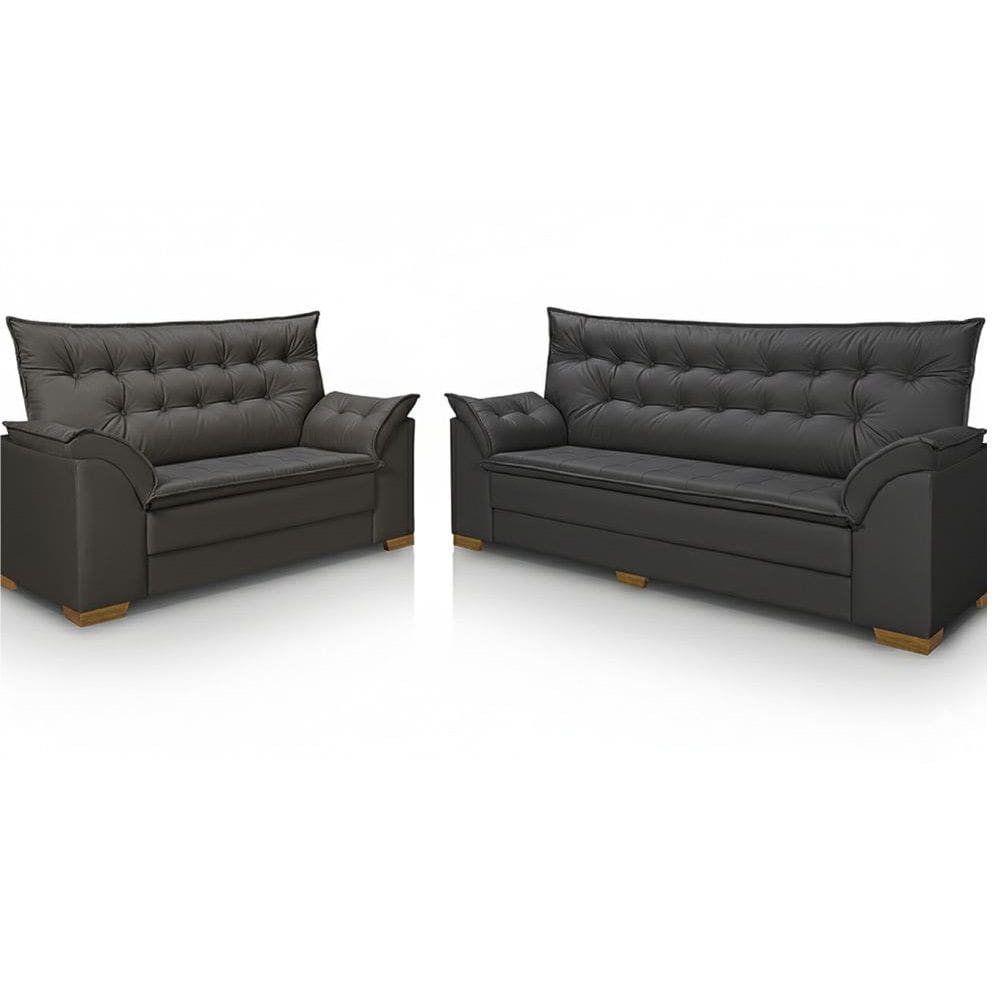 Conjunto Sofa Star Bahamas Plus 3 e 2 lugares em tecido Veludo Cinza VA19