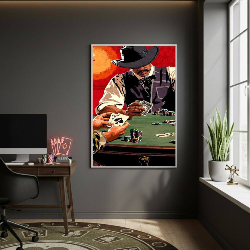 Quadro Noite De Poker 70x50cm Mold Branca