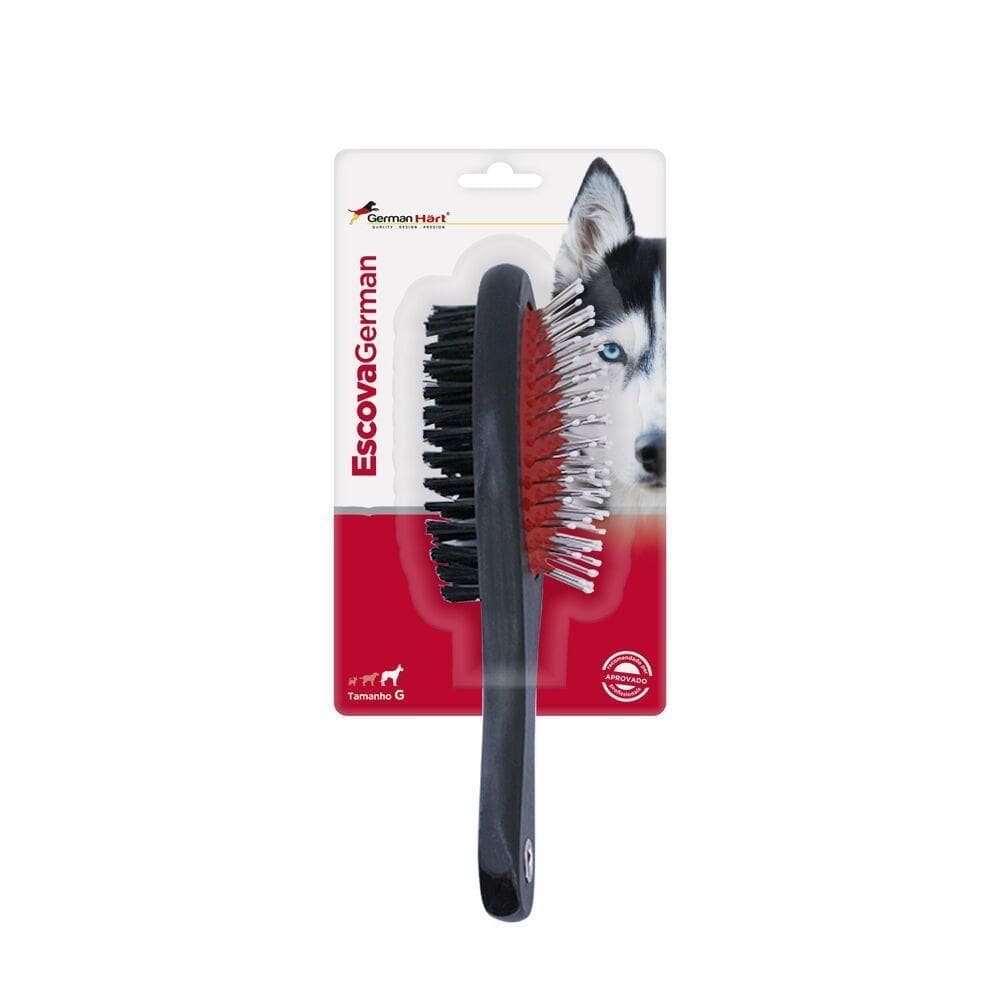 Escova Dupla G Para Cães E Gatos - Remoção De Pelos E Emaranhados