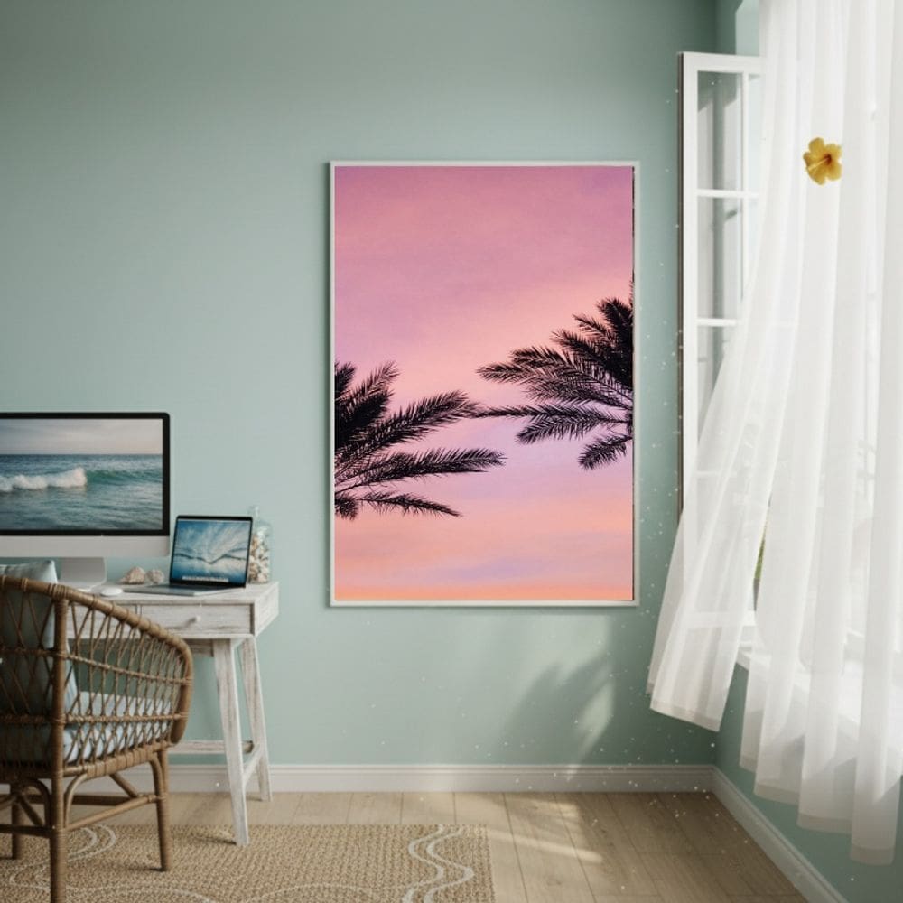 Quadro Decorativo Folhas De Coqueiros-70x50cm