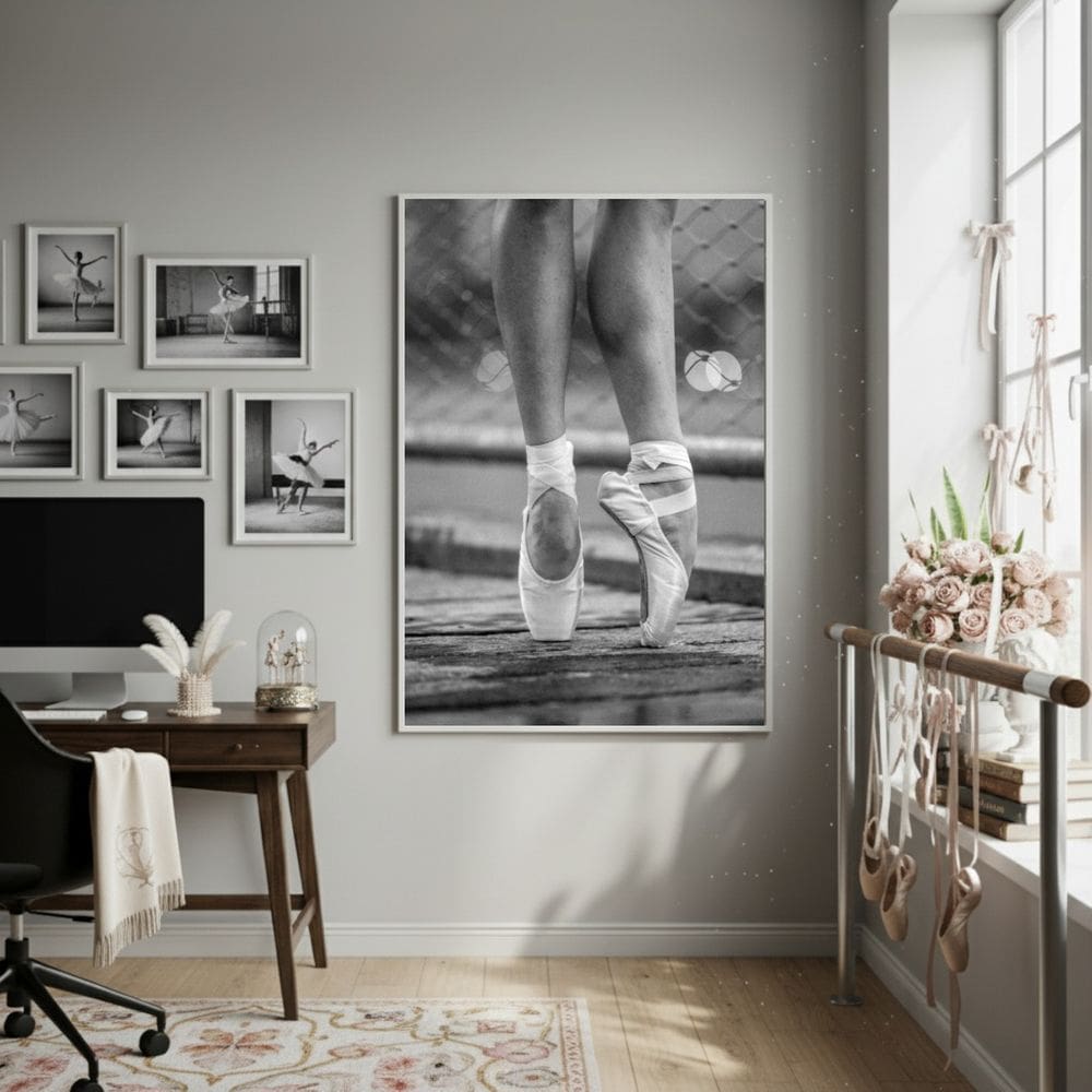 Quadro Decorativo Bailarina Na Ponta Dos Pés-70x50cm