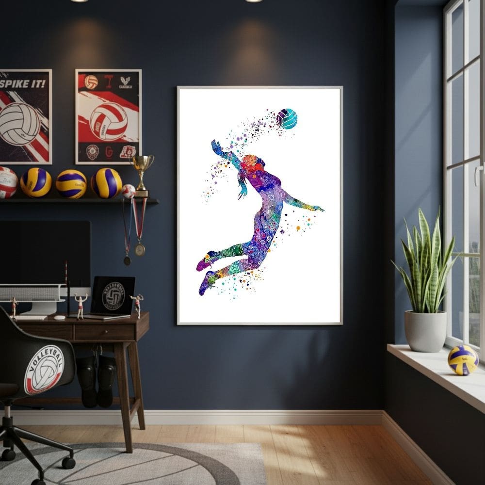 Quadro Arremesso De Vôlei 70x50cm Mold Branca