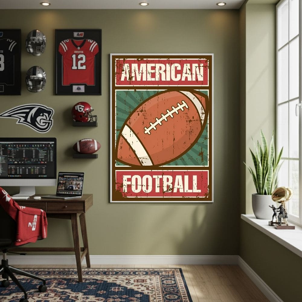 Quadro De Futebol Americano 70x50cm Mold Preta