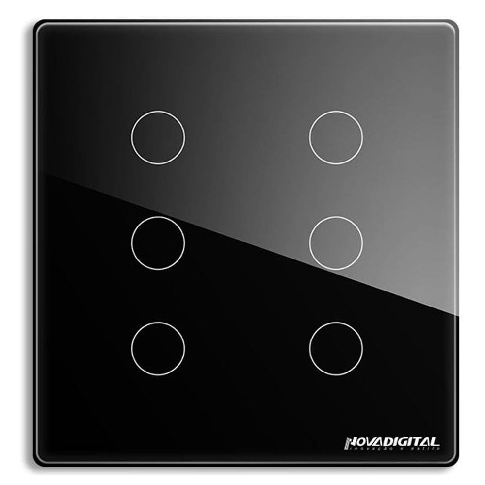 Interruptor Inteligente 4x4 Wi-Fi 6 botões Touch Alexa Google Home Smart Life NovaDigital PRETO
