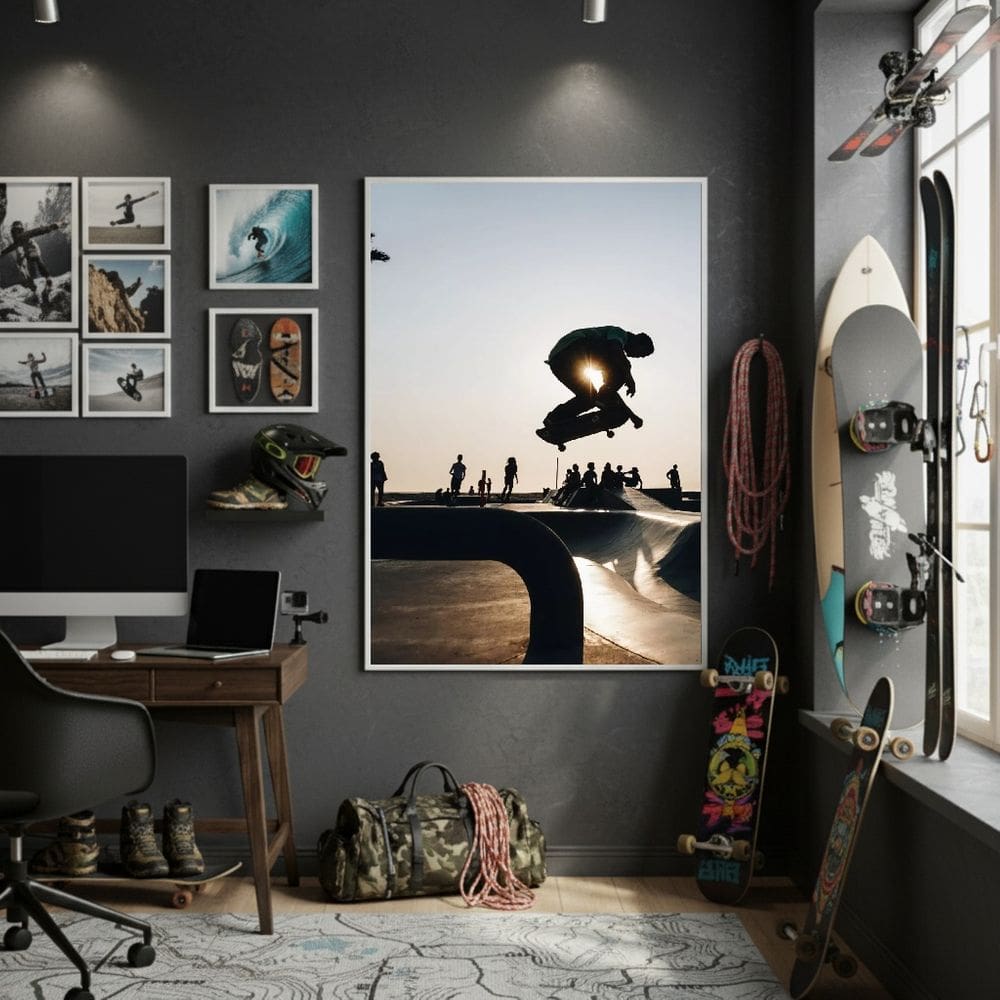 Quadro Decorativo Andando De Skate-70x50cm Mold Branca