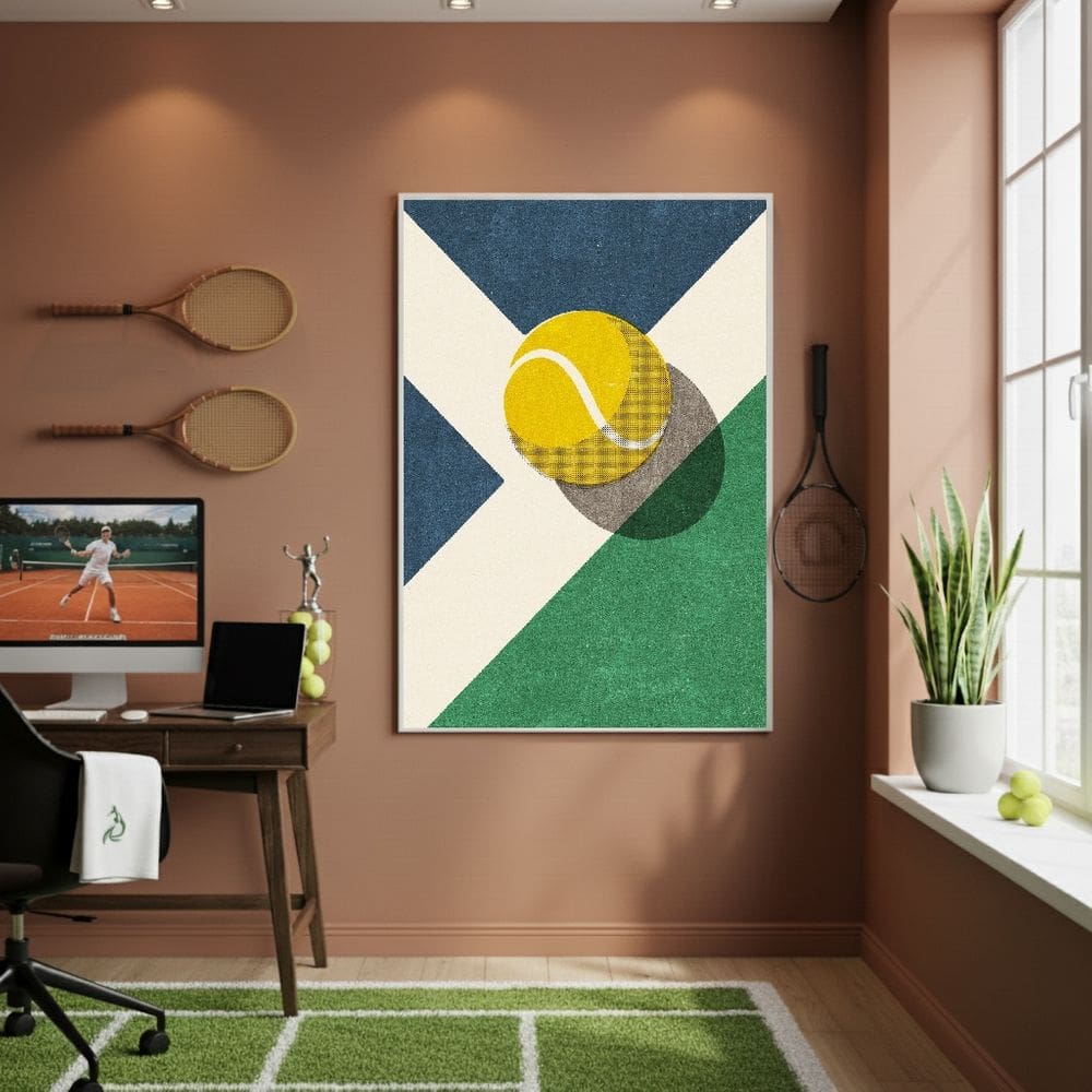 Quadro Decorativo Bola De Tênis-70x50cm Mold Branca