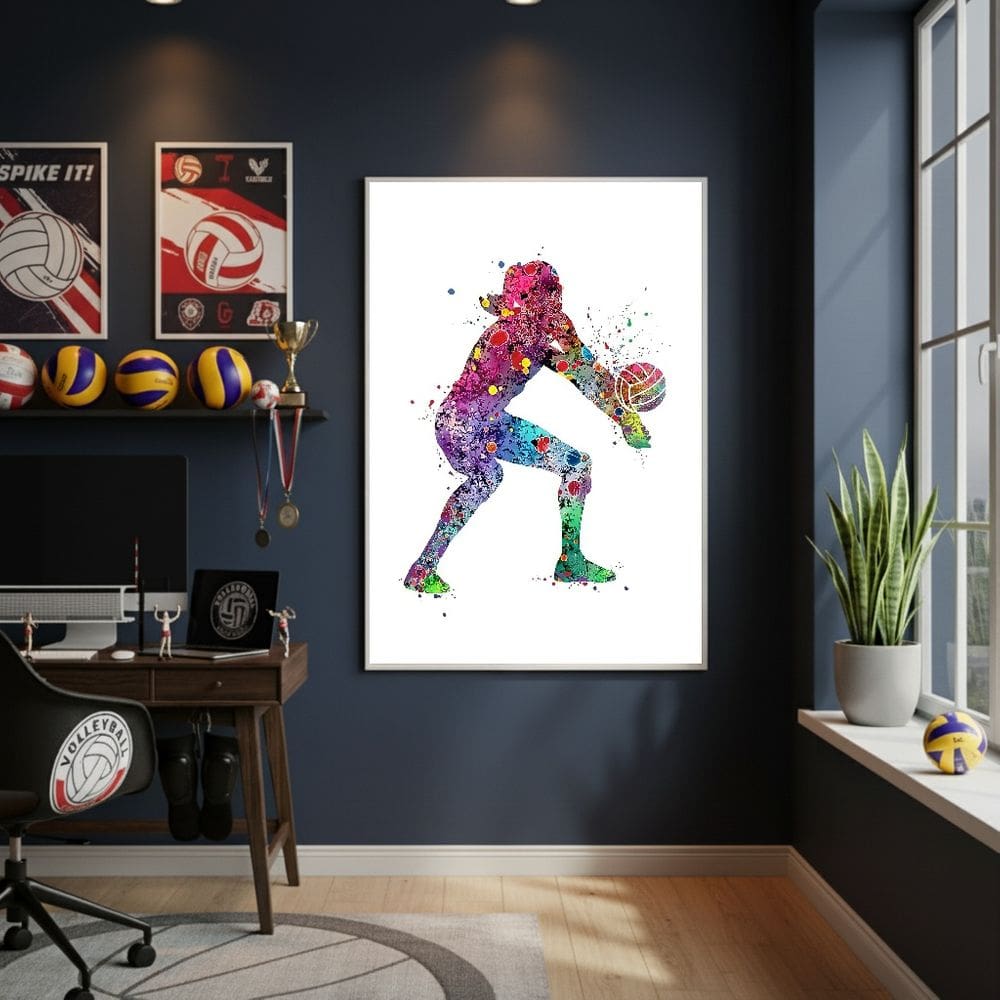 Quadro Decorativo Saque De Vôlei-70x50cm Mold Preta