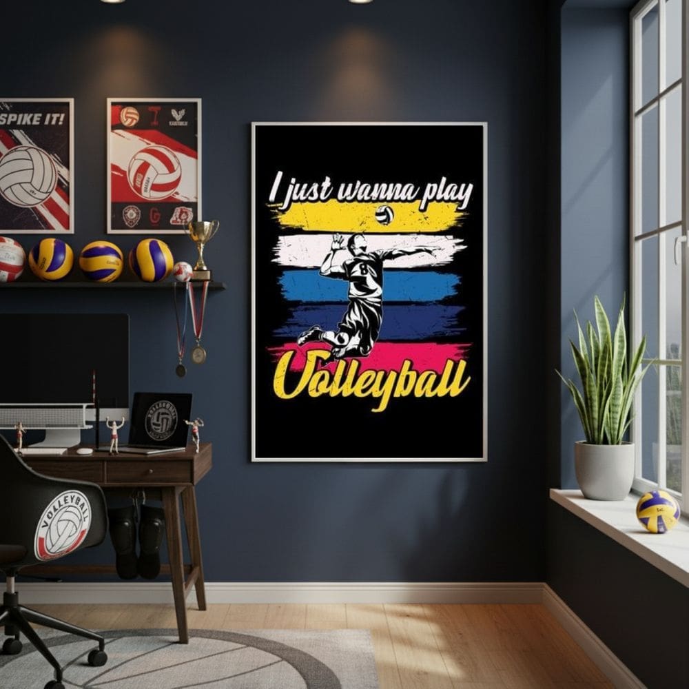 Quadro Decorativo Só Quero Jogar Vôlei-70x50cm Mold Branca