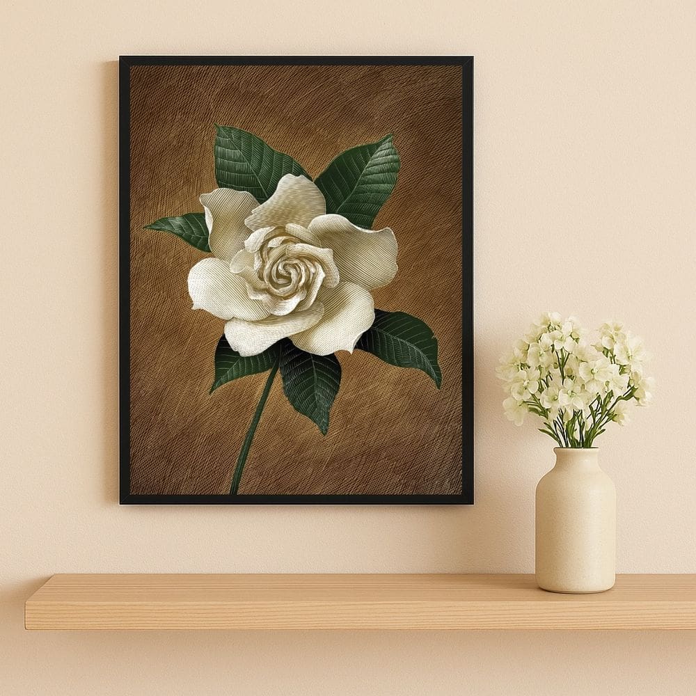Quadro Flor Gardênia 45x34cm Mold Branca