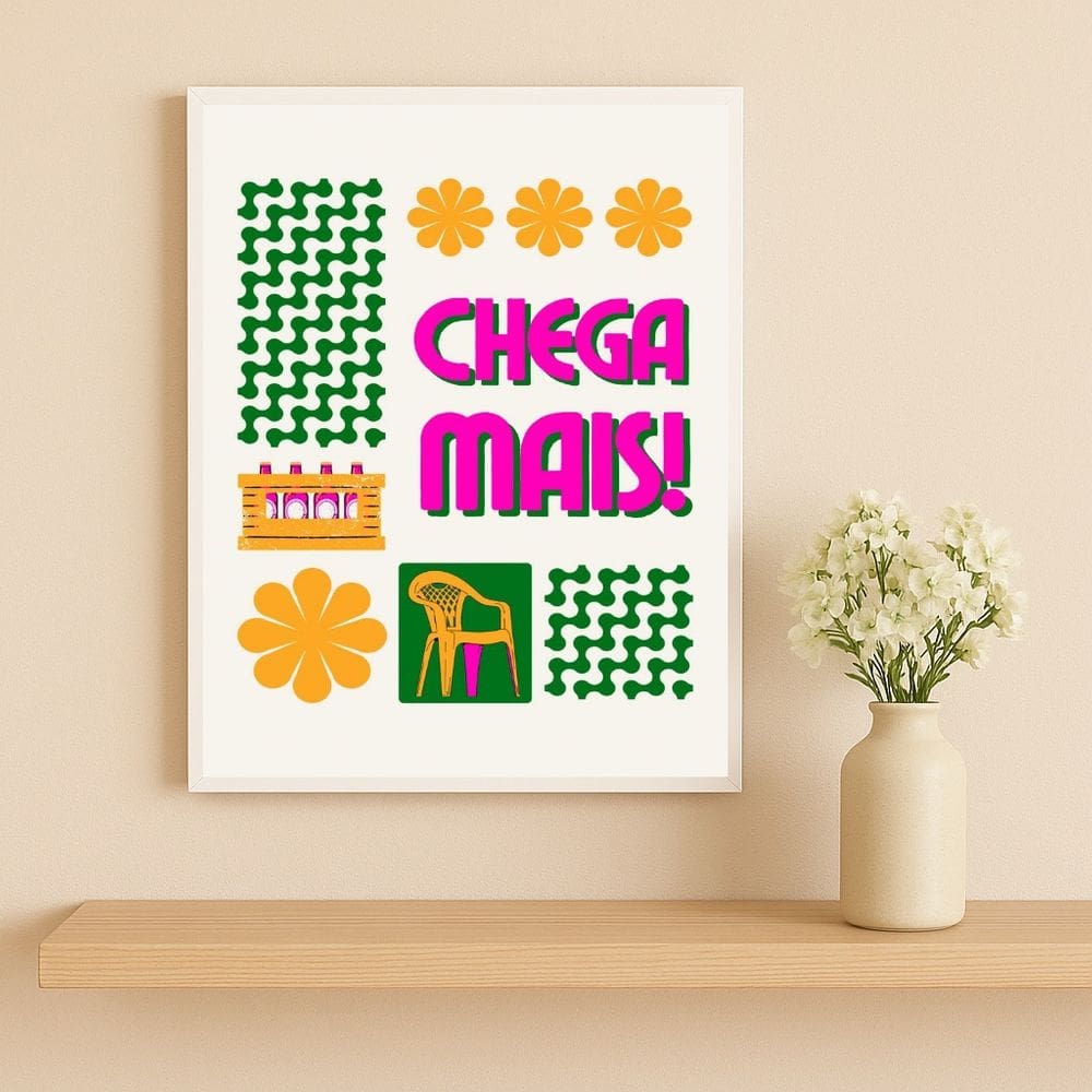 Quadro Boteco - Chega Mais 24x18cm Mold Branca