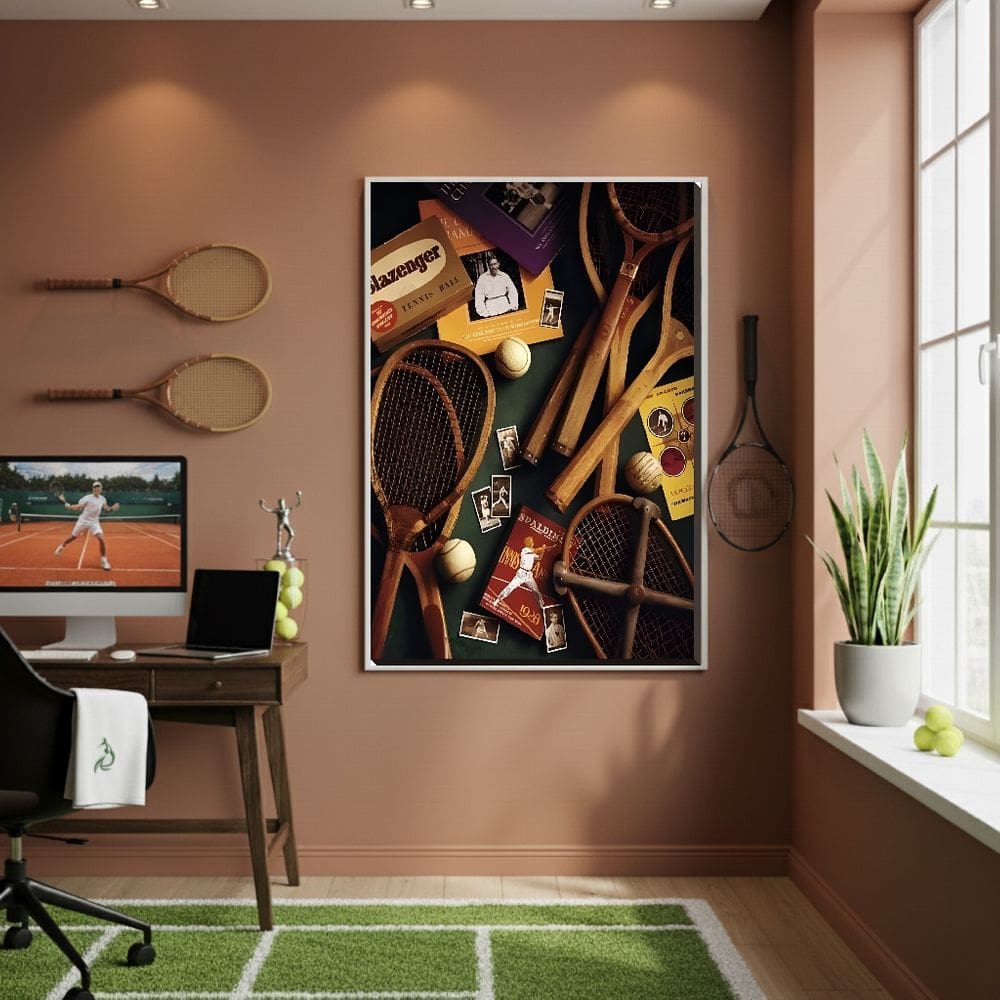 Quadro Decorativo Elementos De Tênis-70x50cm Mold Branca