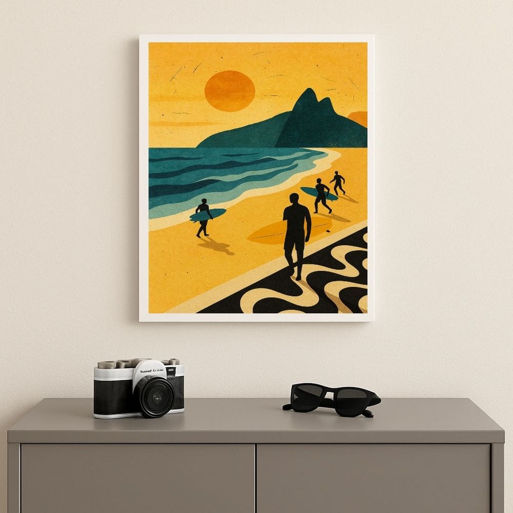 Quadro Arte Rio de Janeiro - Surf 24x18cm Mold Preta Vidro