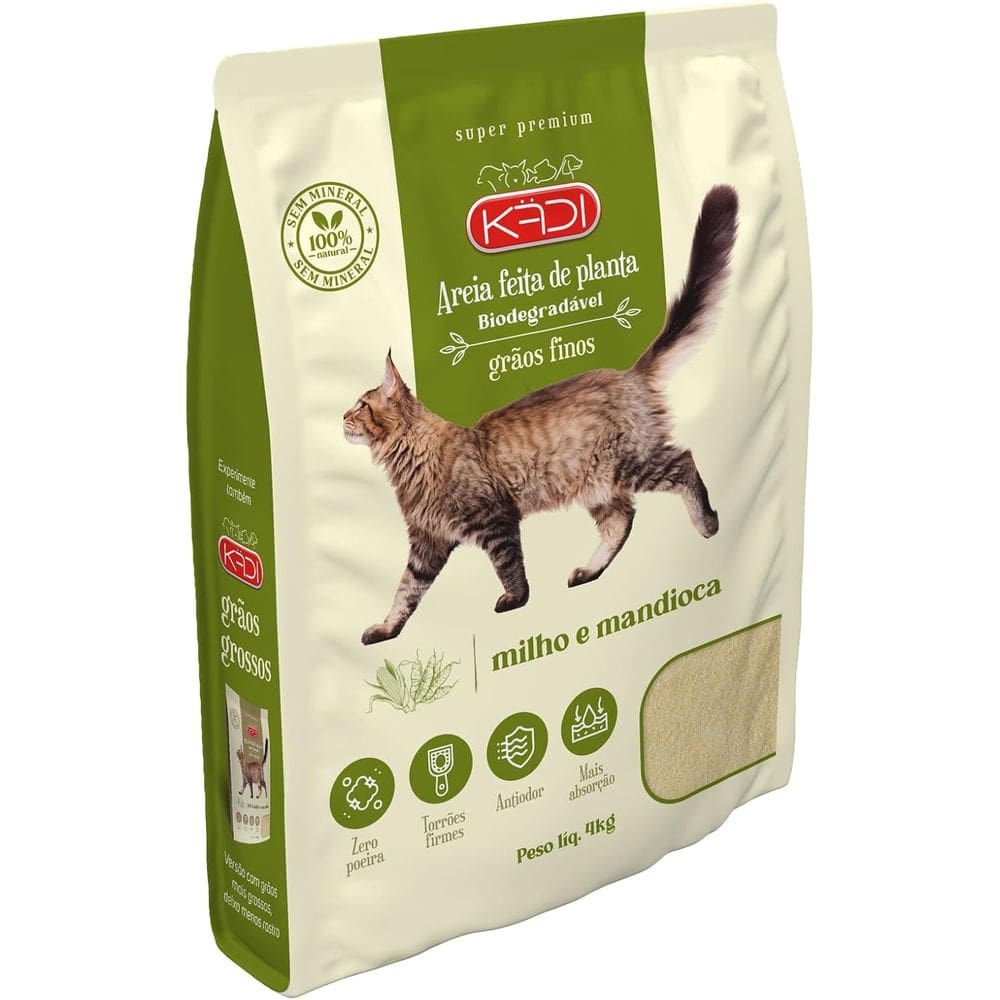Kädi Areia Biodegradavel, Grãos Finos 4Kg Milho e Mandioca