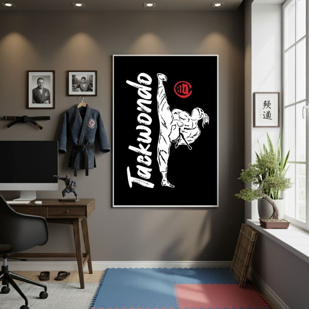 Quadro Decorativo Taekwondo 70x50cm Mold Branca
