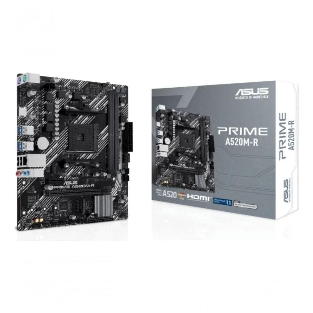 Placa Mãe Asus Prime A520m-r Am4 Ddr4 M.2 Chipset A520 Hdmi Preto