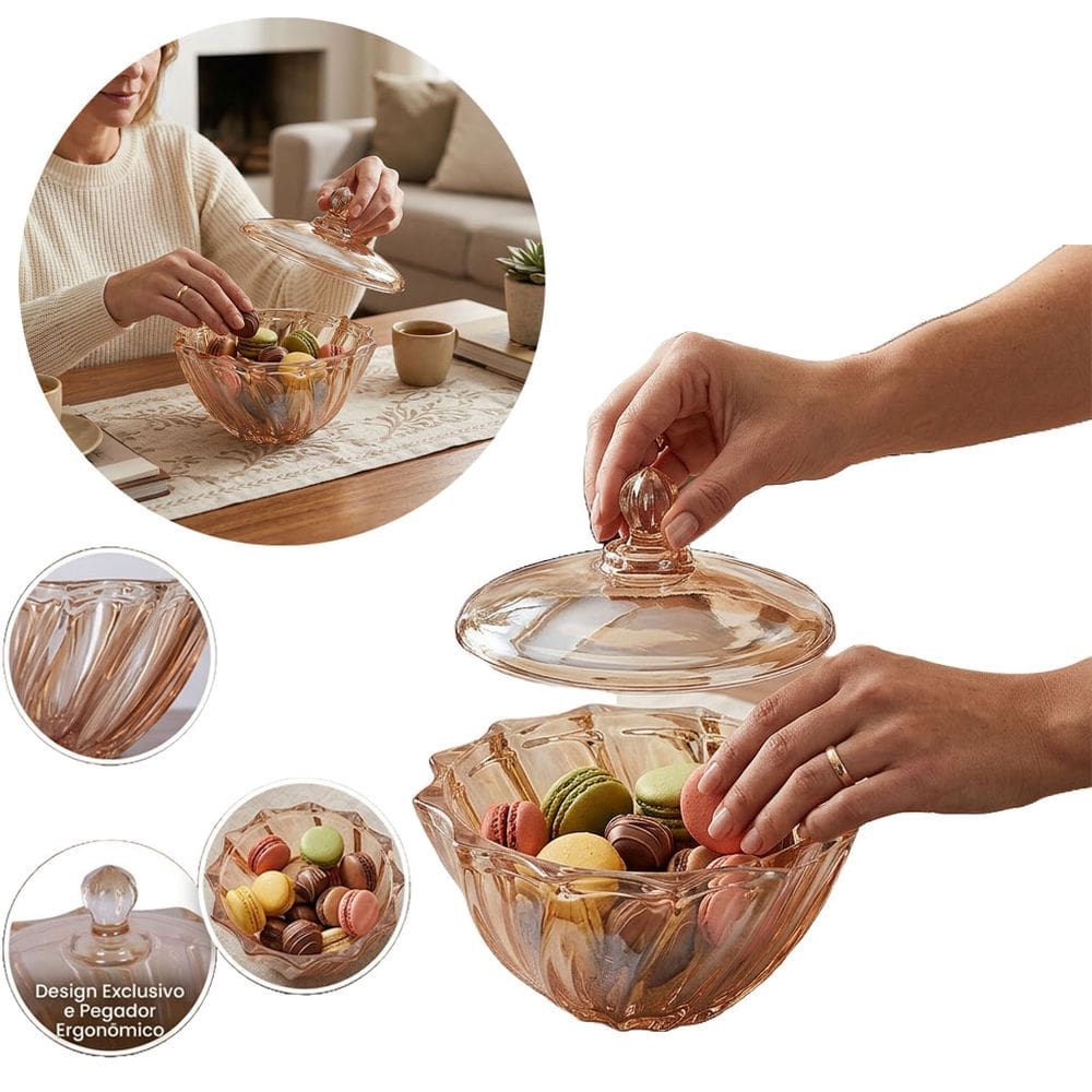 Bomboniere Paris Gold Vidro 1,17L Potiche Decorativo Luxo