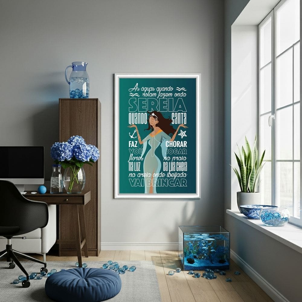 Quadro Iemanjá - Sereia Quando Canta Faz Chorar - 70x50cm