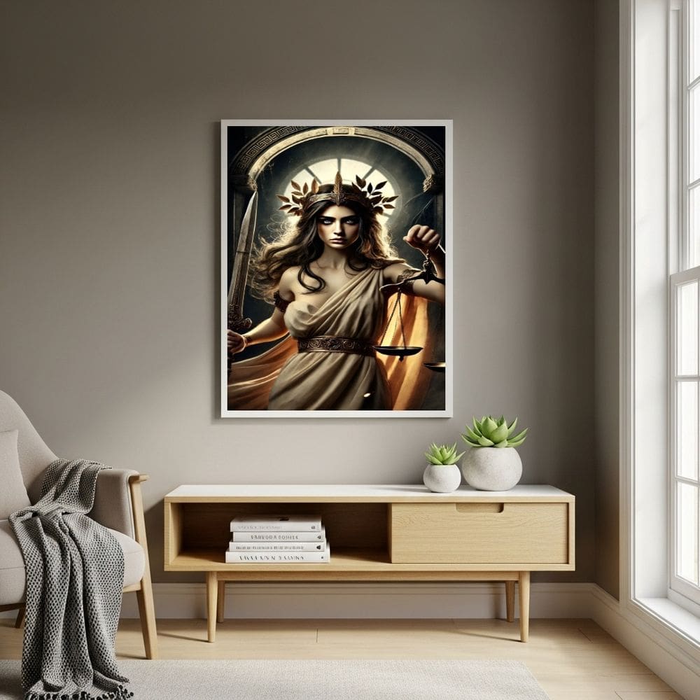 Quadro Deusa Grega Têmis - Símbolo de Justiça - 70x50cm