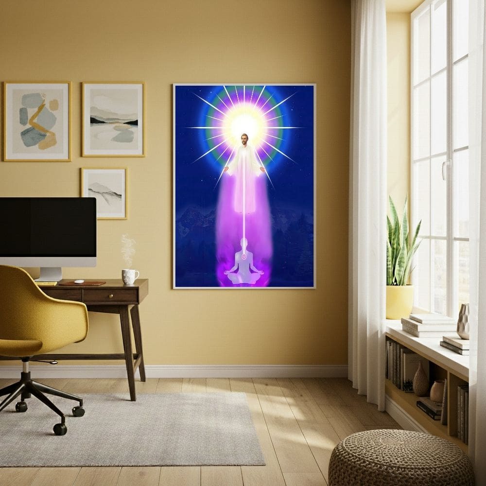 Quadro Mestre Saint Germain - Chama Violeta - 70x50cm