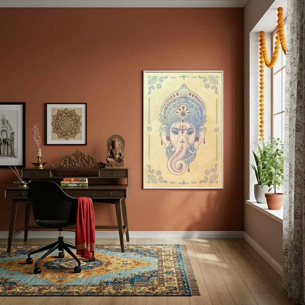 Quadro Representação Artística Divindade Ganesha - 70x50cm