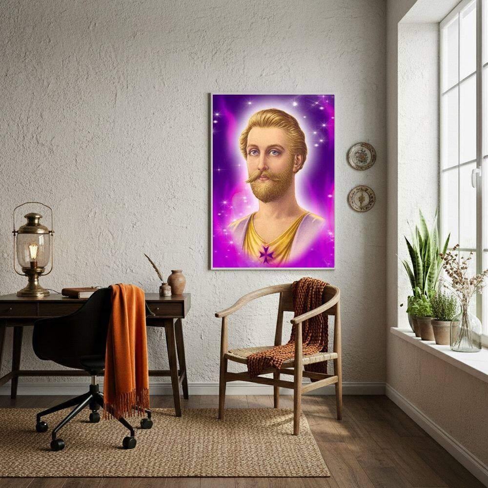 Quadro Saint Germain Guardião da Chama Violeta - 70x50cm