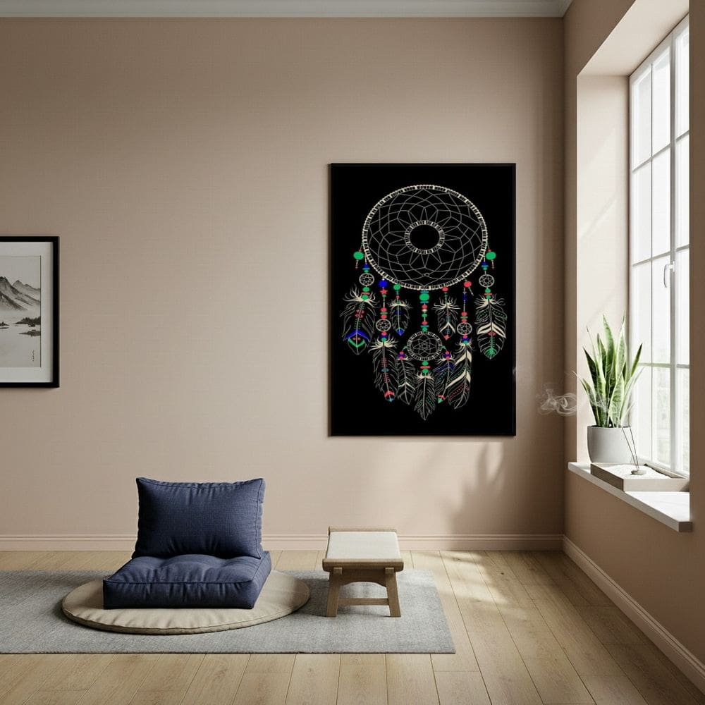 Quadro Filtro dos Sonhos - Apanhador de Sonhos - 70x50cm