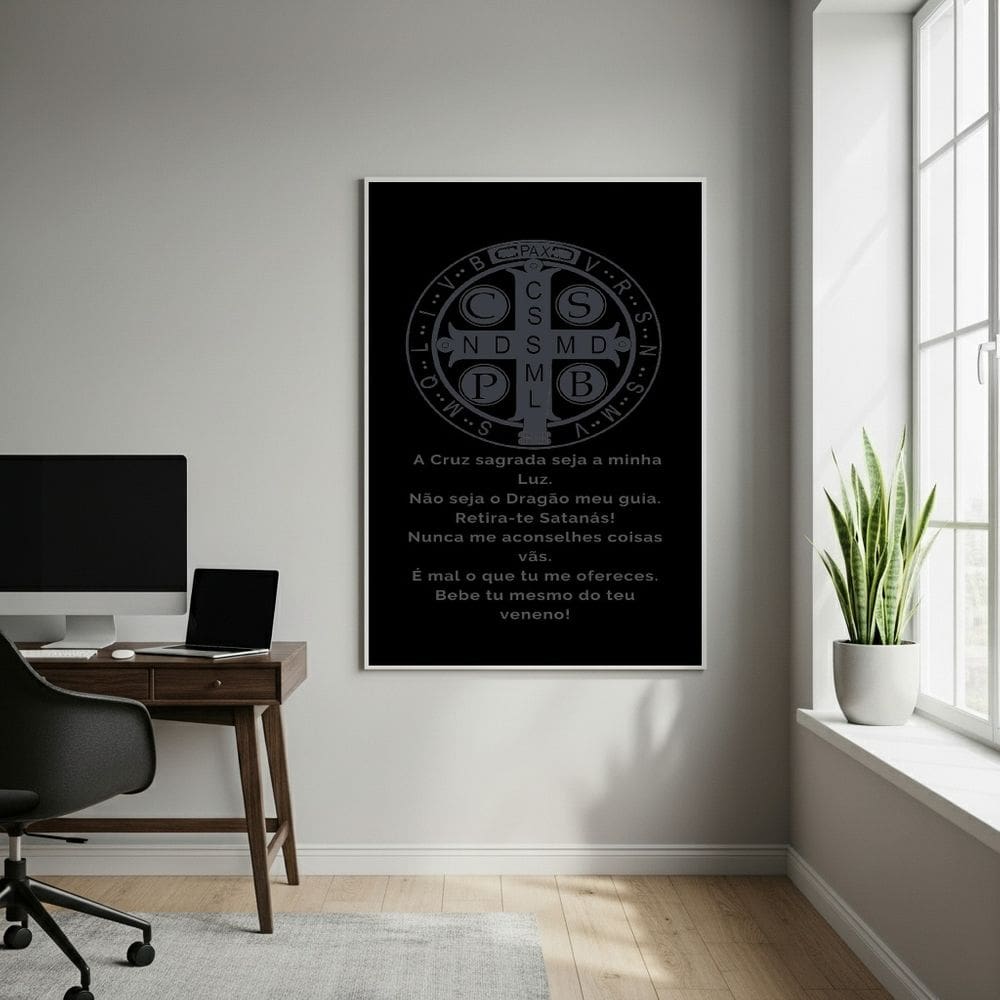 Quadro Decorativo  Medalha de São Bento - Oração - 70x50cm