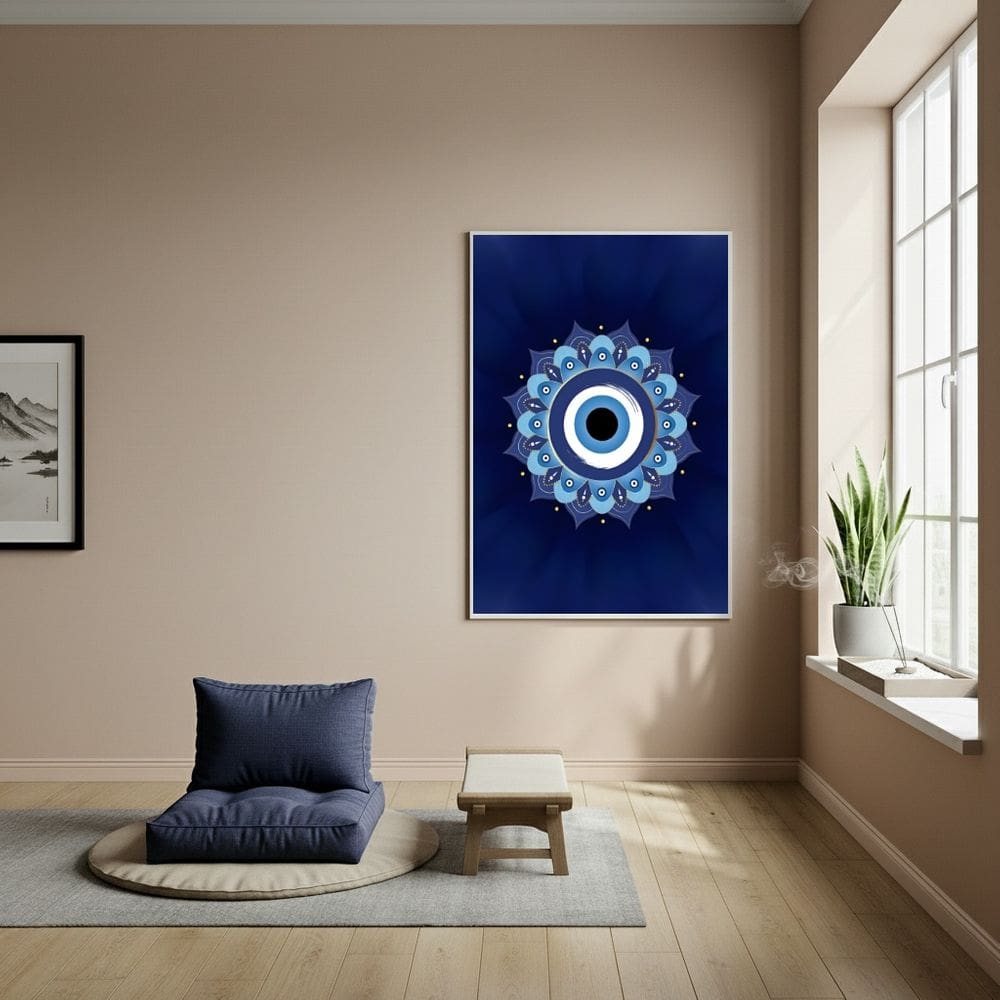 Quadro Uma Mandala com Um Olho Grego - 70x50cm