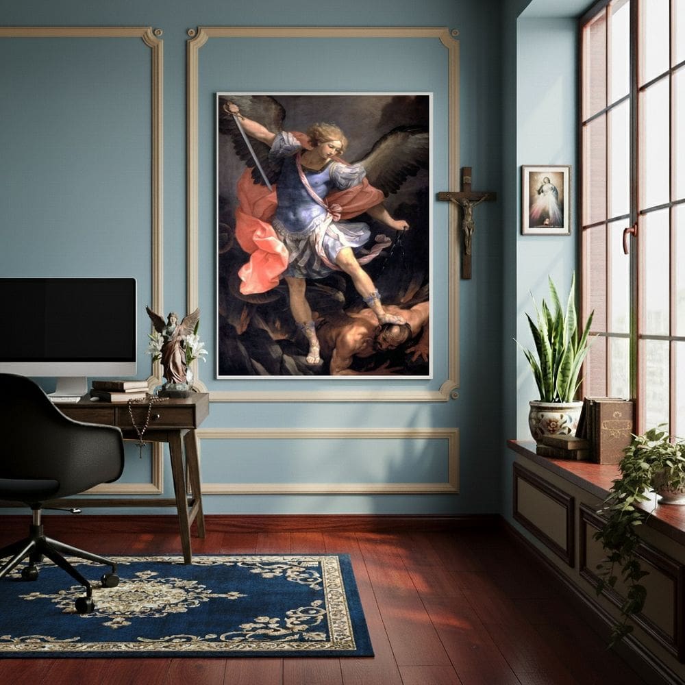 Quadro São Miguel Arcanjo Príncipe Exército do Céu - 70x50cm