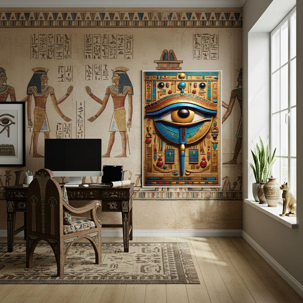 Quadro Olho de Hórus Símbolo Egípcio de Proteção - 70x50cm