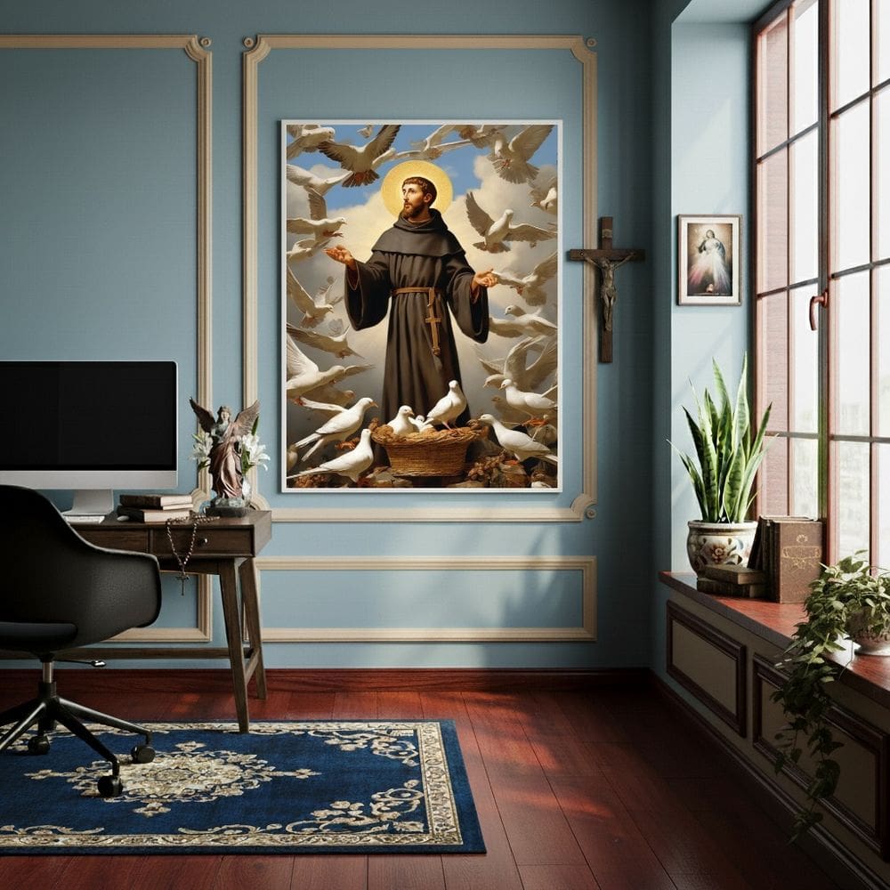 Quadro São Francisco de Assis Padroeiro da Natureza -70x50cm