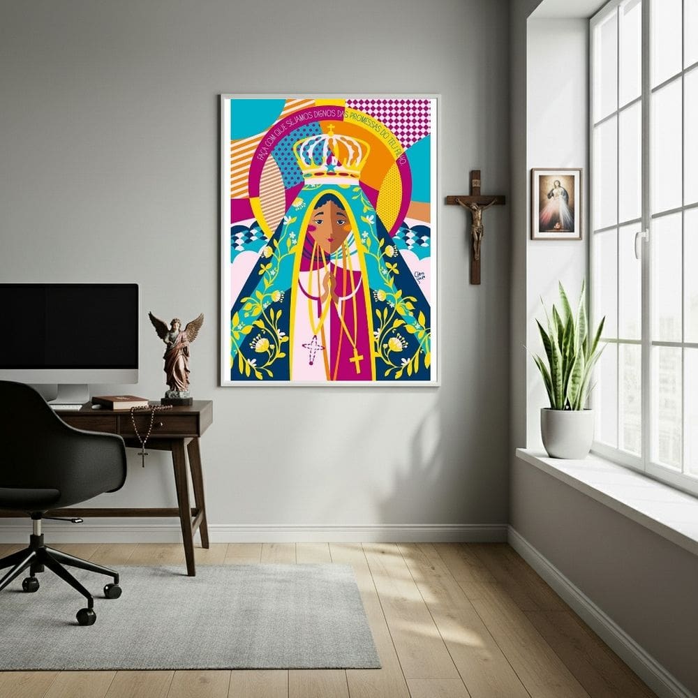 Quadro Nossa Senhora Aparecida Aquarela - 70x50cm