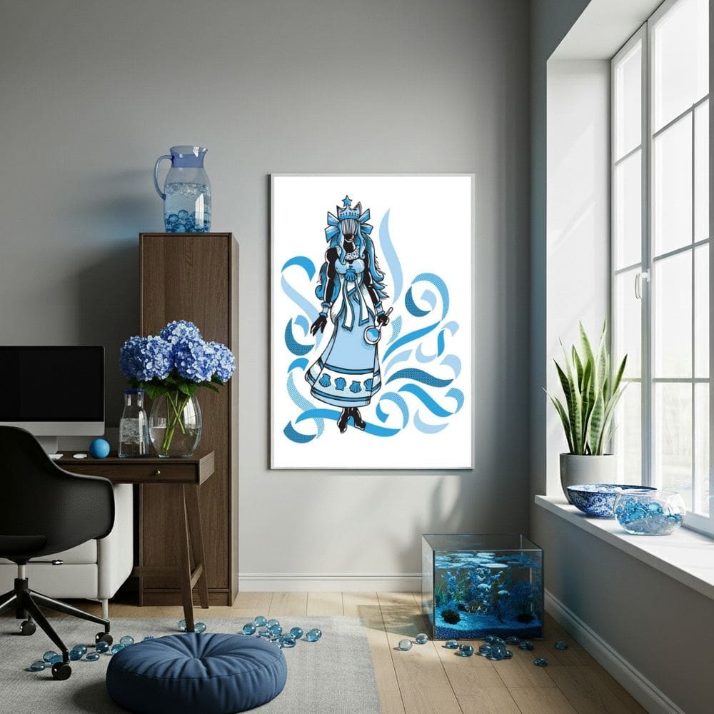 Quadro Decorativo Desenho Iemanjá Fitas  - 70x50cm