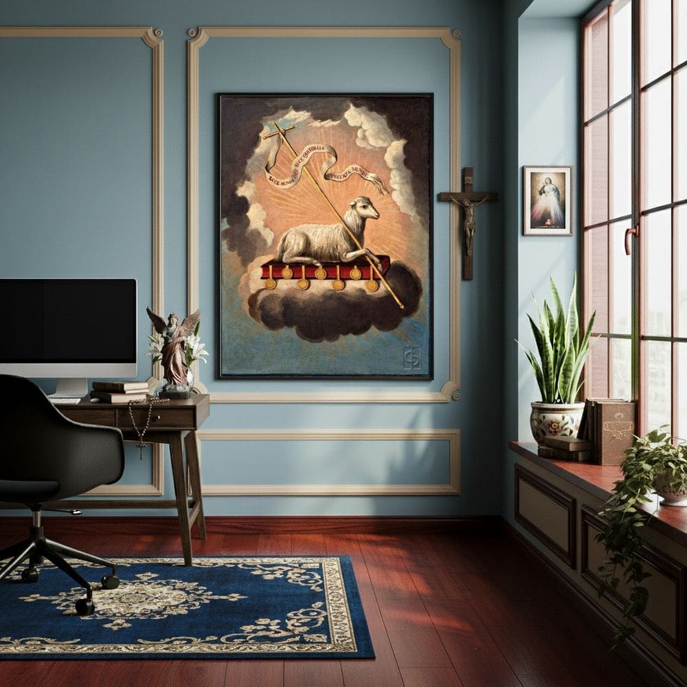 Quadro Cordeiro de Deus que Tira o Pecado do Mundo -70x50cm