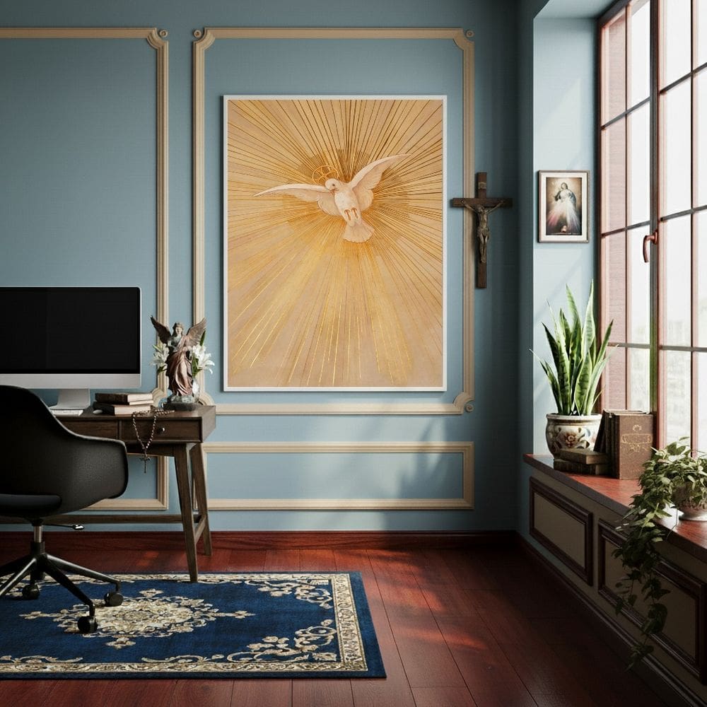 Quadro O Espírito Santo - Símbolo da Paz e Pureza - 70x50cm