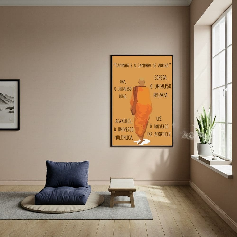Quadro Budista com Frase Motivacional - 70x50cm