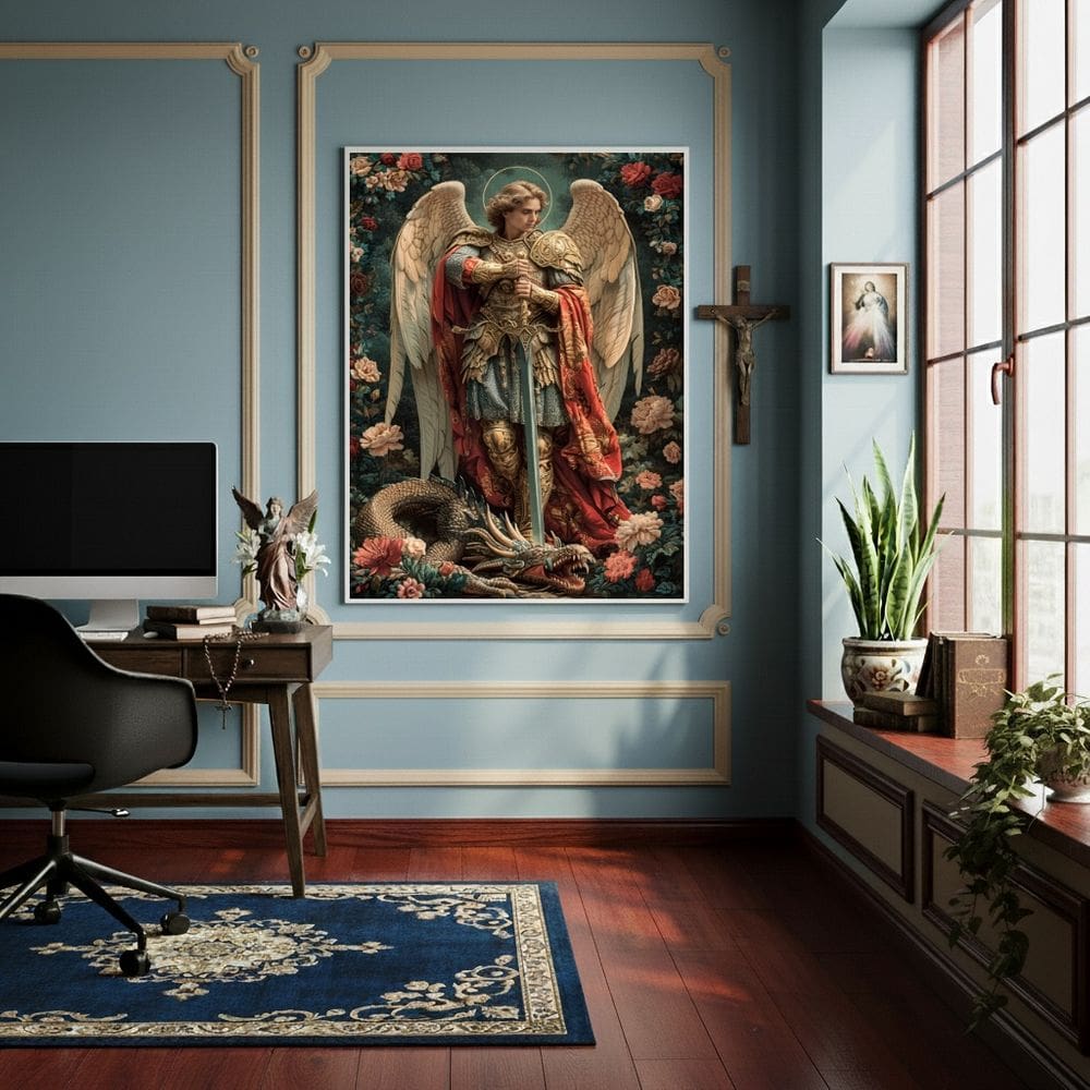Quadro São Miguel Arcanjo Defensor Contra o Mal - 70x50cm
