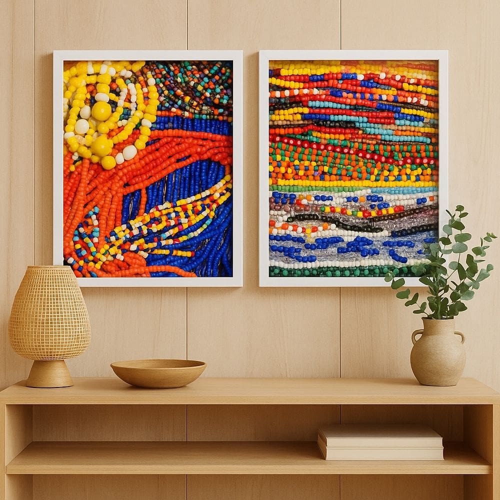 Kit 2 Quadros Candomble umbanda - Guias e contas 24x18cm