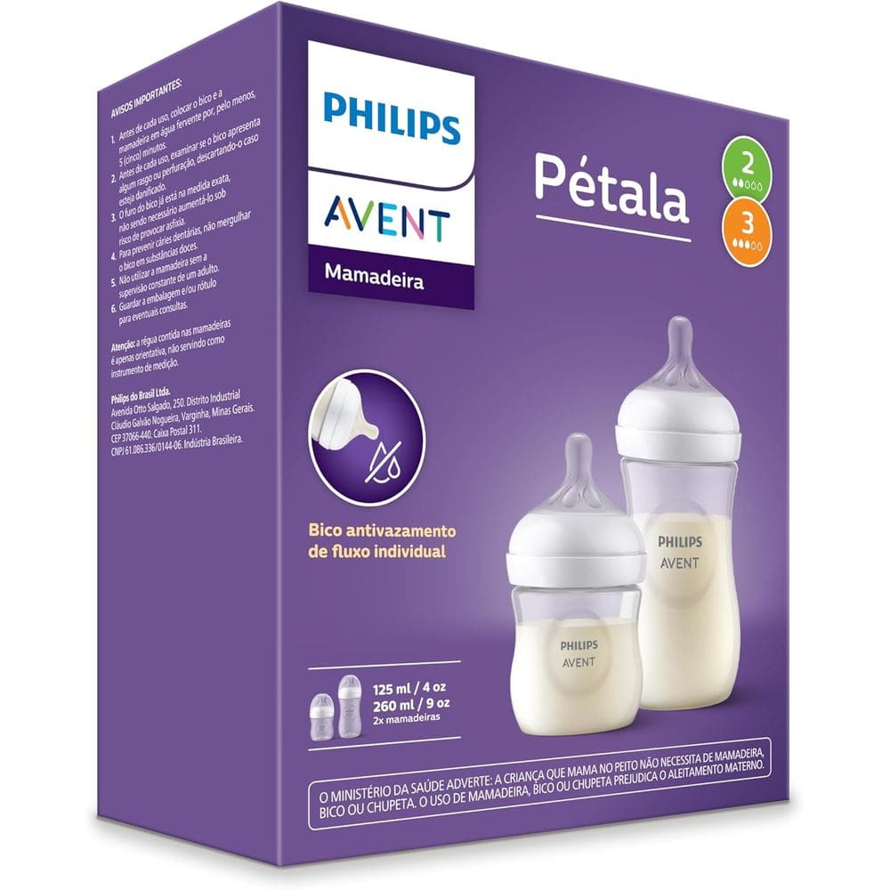 Kit 2 Mamadeiras Pétala 125ml e 260ml Scd838/26 Avent