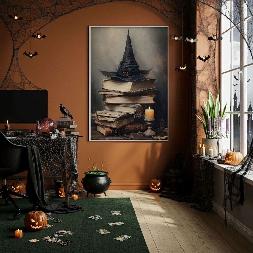 Quadro Decorativo Os Livros de Um Bruxo - 70x50cm