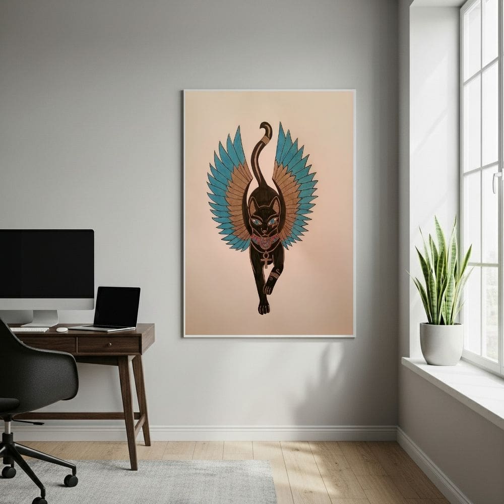 Quadro Bastet (ou Bast) Deusa Egípcia dos Gatos - 70x50cm