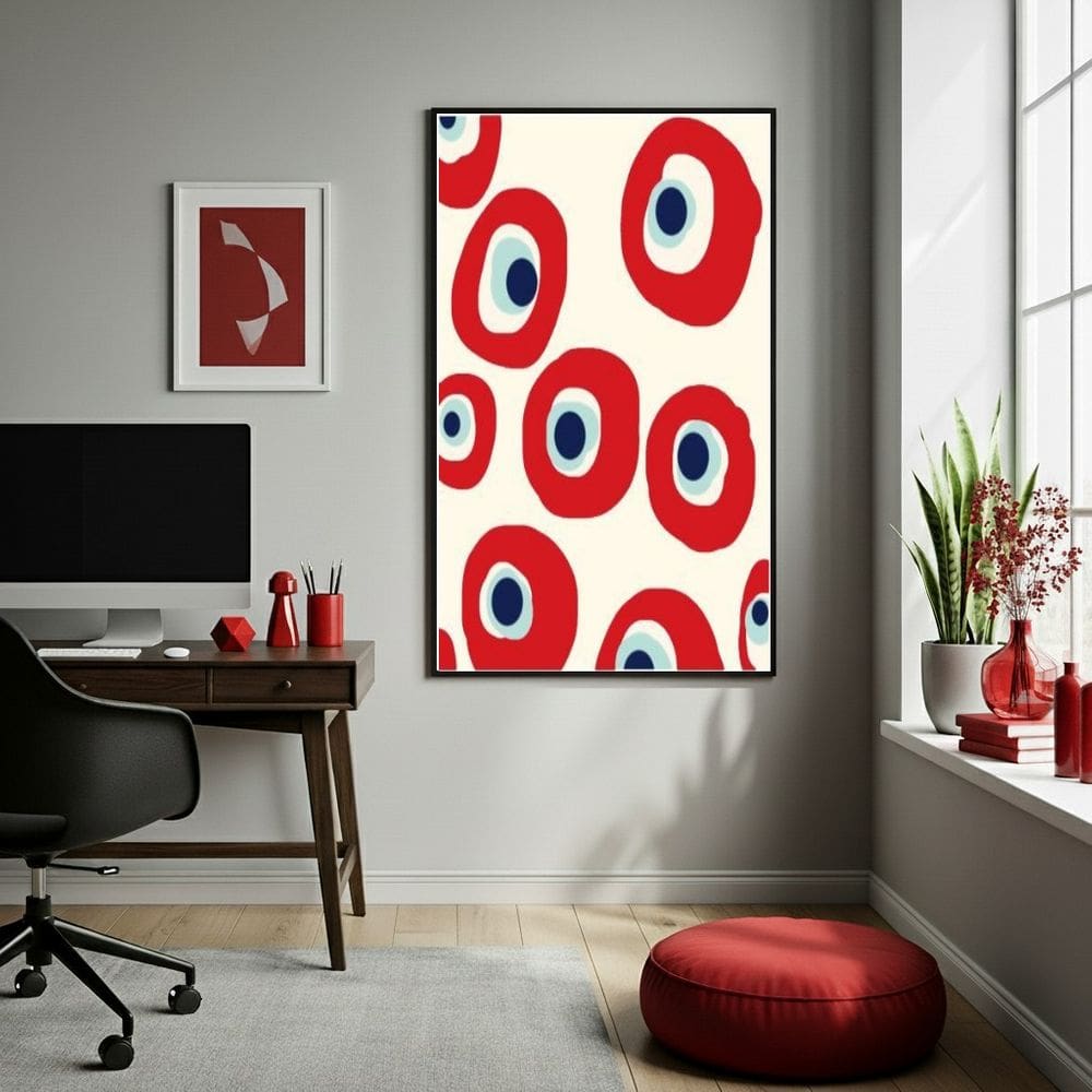 Quadro Decorativo Olhos Gregos Vermelhos  - 70x50cm